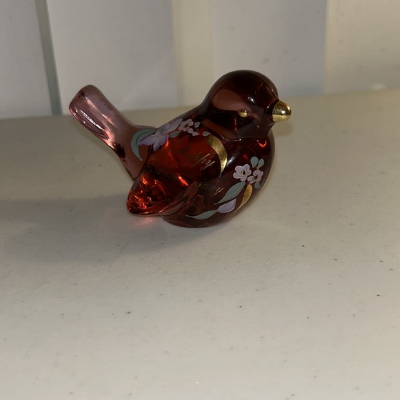 Fenton hand painted ruby red glass bird - Picture 7 of 8